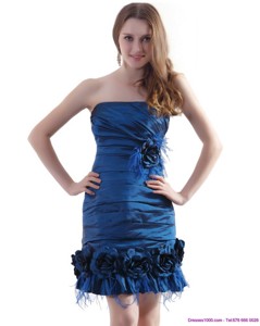 Elegant Ruching Strapless Sweet 16 Dress With Hand Made Flowers