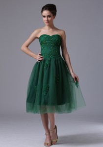 Dark Green Sweetheart Tulle Short Homecoming Dress With Beading