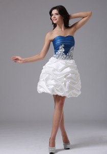 Blue And White With Appliques And Pick-ups For Homecoming Dress In Alameda California