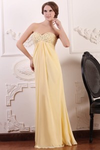 Light Yellow Empire Sweetheart Homecoming Dress With Beading
