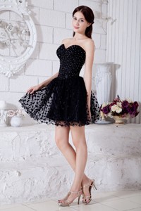Black Pricess Sweetheart Short Prom Homecoming Dress Special Fabric Beading Mini-length
