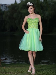 Sweetheart Neckline Beaded Decorate Bodice Green Prom Cocktail Dress