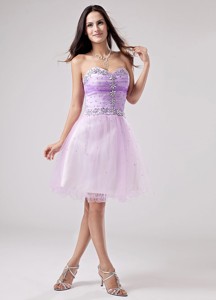 Beautiful Lavender Prom Cocktail Dress Beaded Decorate Bust Sweetheart Mini-length In