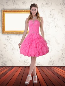 Beautiful Baby Pink Sweetheart Cocktail Dress With Beading And Ruffled Layers