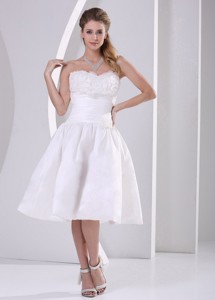 Wholesale Strapless Ruch And Ruffles Tea-length Wedding Dress For Outdoor