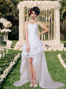 Sophisticated Sweetheart Appliques Wedding Dress with High Low 