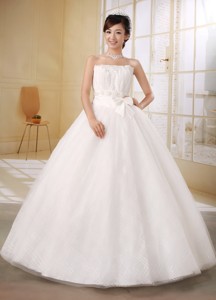 Kemi Finland Low Price Strapless Beaded Decorate Bust And Sash Wedding Gowns