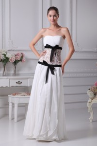 Black Sashes Sweetheart Sheer Lace Chiffon Bridal Gown