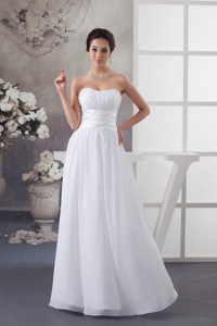 Empire Sweetheart Ruched White Dress for Wedding Floor-length 