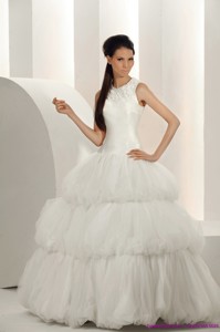 Perfect White Wedding Dress With Ruffled Layers And Sequins