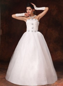 New Styles Beaded Strapless Floor-length Customize Wedding Dress