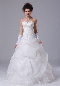 Pick Up Beading Beautiful Sweetheart Hall Wedding Dress