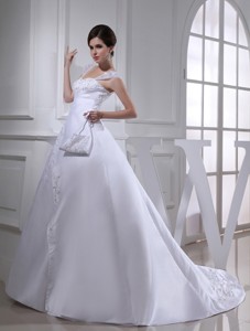Discount Square Beading And Appliques Wedding Dress