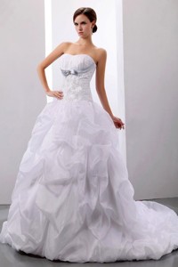 Custom Made Wedding Dress With Appliques And Pick-ups Court Train Ball Gown