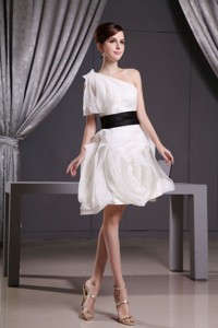 Custom Made Short Prom Dress With Belt Mini-length One Shoulder 