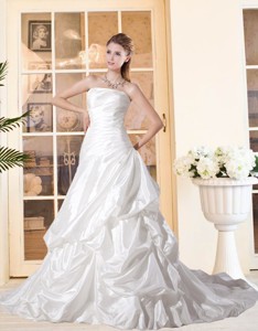 Brand New Strapless Court Train Wedding Dress With Ruching