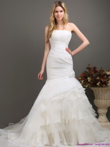 Decent Strapless Wedding Dress With Ruching And Ruffles