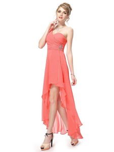 Latest High Low One Shoulder Prom Dress With Side Zipper