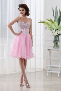 Baby Pink Beautiful Sweetheart Organza Prom Dress