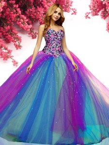 Modern Beaded Bodice Multi Color Quinceanera Dress with Beading