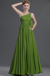Simple A Line One Shoulder Prom Dress With Watteau Train