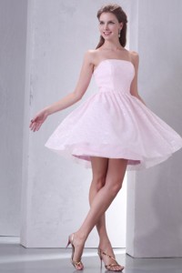 Baby Pink Strapless Prom Dress With Mini-length