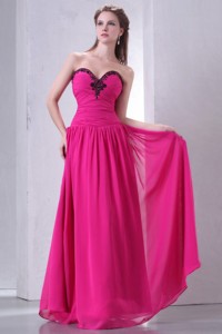 Hot Pink Empire Sweetheart Prom Dress with Beading