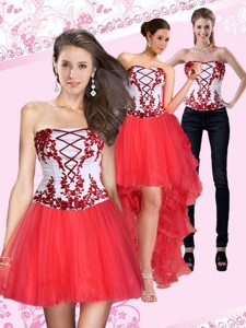 New Style Strapless Multi Color Short Prom Dress With Embroidery
