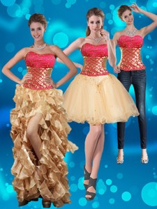 Strapless Multi Color Prom Dress With Beading And Embroidery