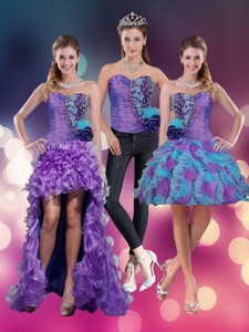 Spring Sweetheart Beading Multi Color Prom Dress With Hand Made Flower
