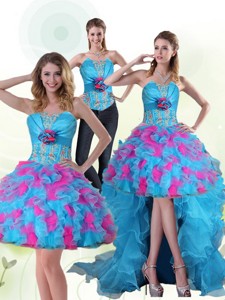 Luxurious Strapless Appliques Prom Dress With Hand Made Flower