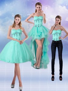 New Style Sweetheart Apple Green Prom Dress With Appliques