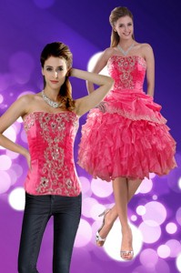 Brand New Strapless Prom Dress With Appliques And Ruffles