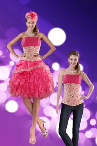 Wonderful Strapless Prom Dress With Appliques And Ruffles