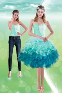Elegant Sweetheart Multi Color Prom Dress With Beading And Ruffles
