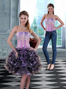 Luxurious Strapless Prom Dress With Appliques And Ruffles