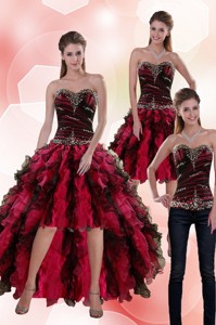 Affordable Sweetheart Multi Color Prom Dress With Beading And Ruffles