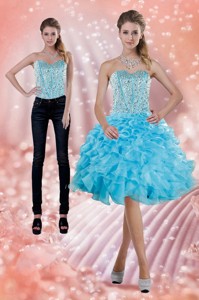 Fitting Baby Blue Prom Dress With Beading And Ruffles