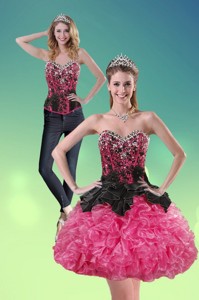 Fashionable Sweetheart Multi Color Prom Dress With Ruffles And Beading