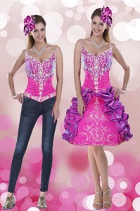 New Style Spaghetti Straps Prom Dress With Embroidery And Pick Ups