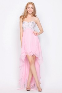Wonderful Empire Sweetheart High Low Prom Dress With Beading