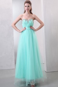Aqua Blue Sweetheart Beading And Ruching Organza Prom Dress