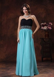 New Style In Bisbee Arizona Prom Dress With Aqua Blue Sweetheart Beaded Decorate Waist