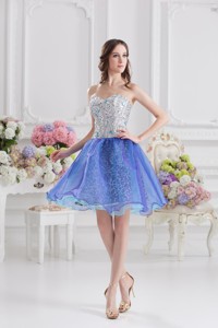 Sweetheart Medium Slate Blue Prom Dress With Beading