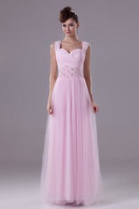 Wide Straps Sweetheart Ankle-length Prom Dress With Beaded Waist