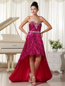 Paillette Over Skirt With Beautiful Sweetheart High-low Party Evening Dress
