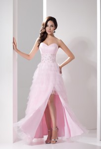 Sweetheart Prom Dress with Beadings Slit Ruffled Layers and Bowknot