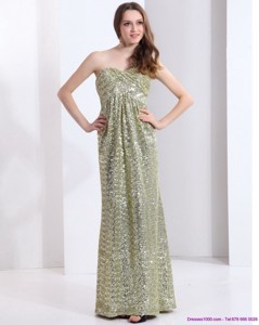 Exclusive One Shoulder Floor Length Sequined Prom Dress