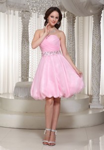 Baby Pink Homecoming Dress With Beaded Decorate