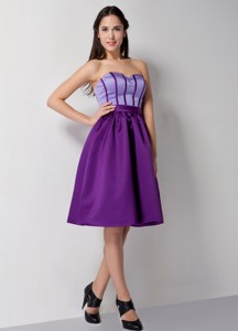 Customize Eggplant Purple Sweetheart Bridesmaid Dress Knee-length Satin